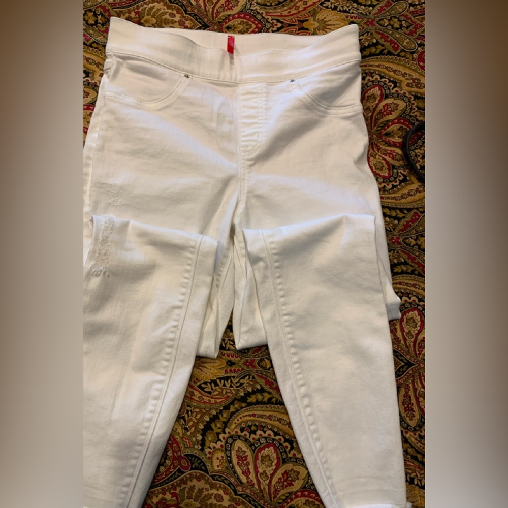Spanx White Distressed jean Leggings SP